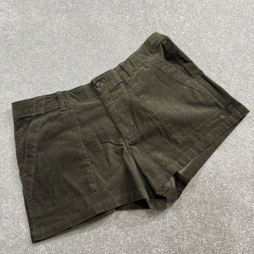 Outerknown Corduroy Utility Shorts Organic Cotton NWT Olive Green Fine Wale Sz12 - Picture 2 of 13